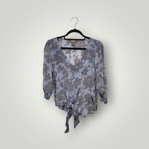 Olivia & Martin M Blue floral Lined Flowy Casual Business Occasion Top